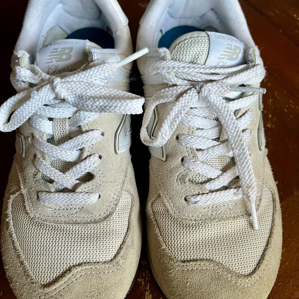 New Balance White 574 Sneakers